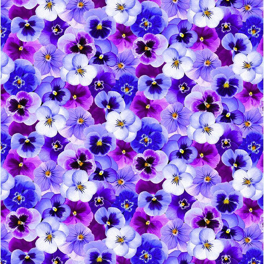 Timeless Treasures - Pansy Perfection - Packed Pansy Floral, Pansy