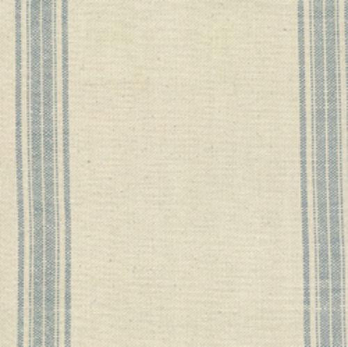 Moda - Rural Jardin Toweling - 16" Hemmed Edge, Natural with Blue Stripe