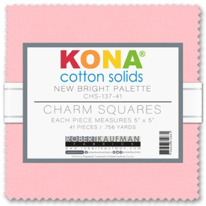 Robert Kaufman - 5" Charm Squares - Kona Cotton Solids - New Bright Palette