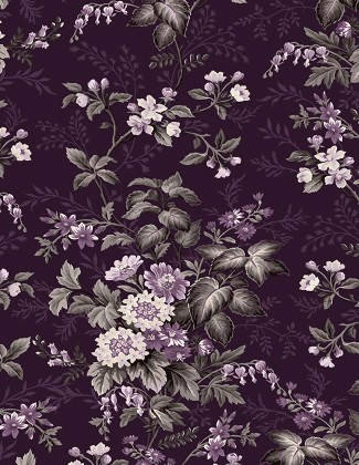 Wilmington Prints - Blackberry Bramble - Large Packed Floral, Purple