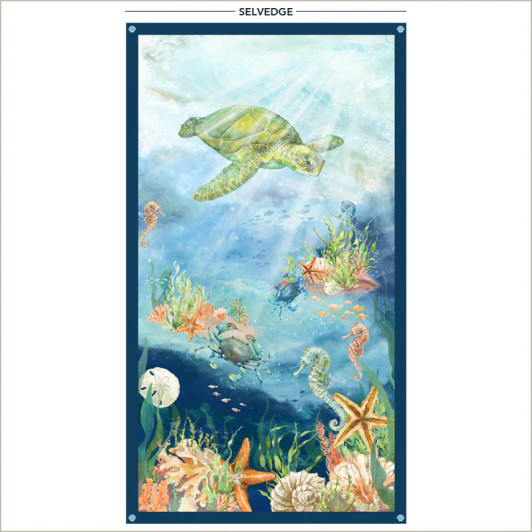 Windham Fabrics - Ocean Life - 24" Dive Panel, Aqua