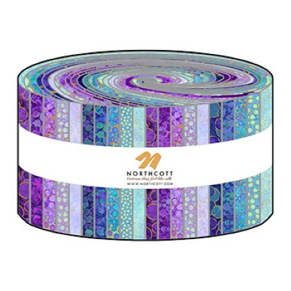 Northcott - Shimmer Basics - 2½" x 44" Strip Roll, Pansy/Deep Sea