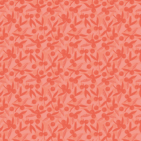 Quilting Treasures - Dahlias At Dusk - Leaf & Berries Silhouettes, Salmon