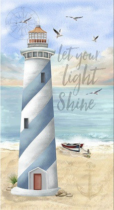 Timeless Treasures - Let Your Light Shine - 24" Lighthouse Panel, Multi