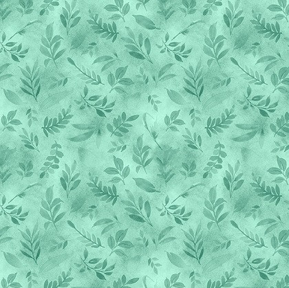Wilmington Prints - Peony Blossoms - Tossed Leaves, Teal
