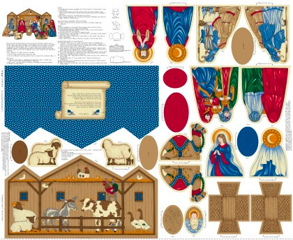 Quilting Treasures - Sew & Go Project - 36" Nativity Cut Out Panel, Blue