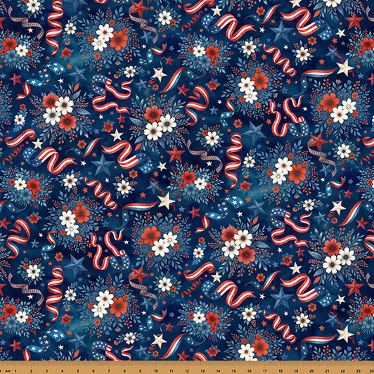 Hoffman California - Red Truck Roadtrip - Flowers & Banners, Navy