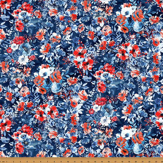 Hoffman California - Red Truck Roadtrip - Patriotic Flowers, Navy