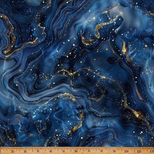 man California - Midnight Flora - Swirly Texture, Sapphire