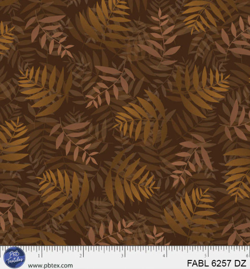 P & B Textiles - Fablewood - Tonal Foliage, Dark Brown
