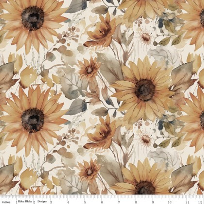 Riley Blake - 107/108" Evening on the Prairie - Watercolor Sunflowers, Cream