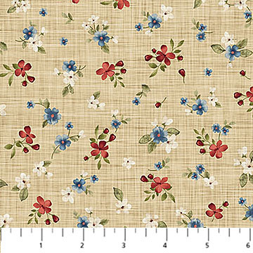 Northcott - Farmhouse Sampler - Floral Toss, Beige
