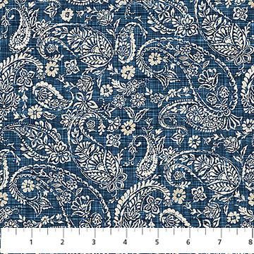 Northcott - Farmhouse Sampler - Paisley, Navy