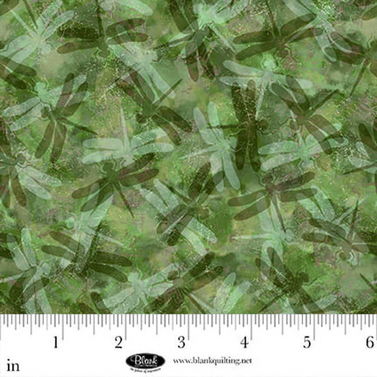 Blank Quilting - Enchanted Canopy - Dragonfly Collage, Green