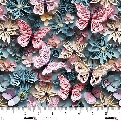 Studio E - Another Dimension - Butterflies & Flowers, Slate