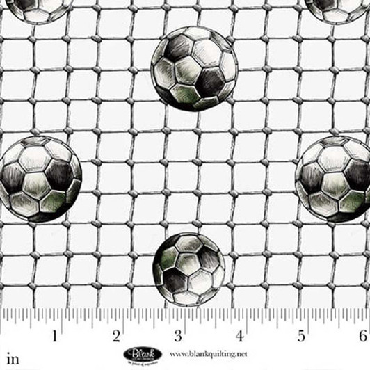 Blank Quilting - Goalbound - Soccer Balls and Nets, White