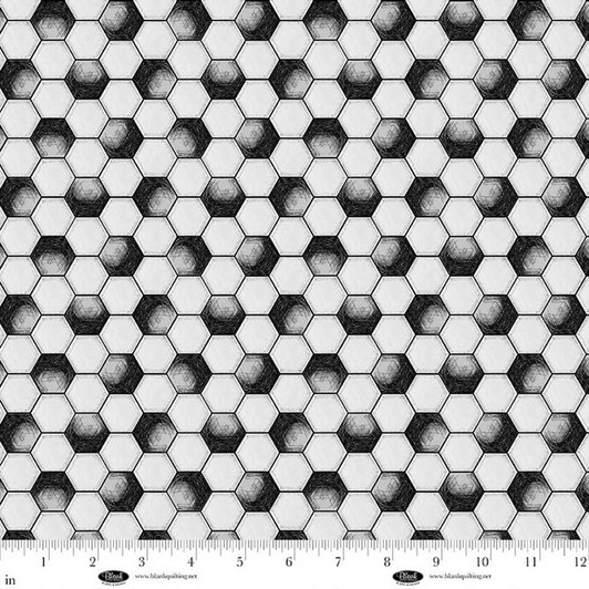 Blank Quilting - Goalbound - Soccer Ball Pattern, White