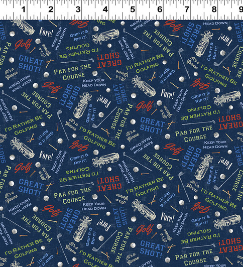 Clothworks - Tee Time! - Words, Navy