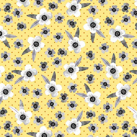 Quilting Treasures - Blissful Blooms - Flower Heads, Yellow