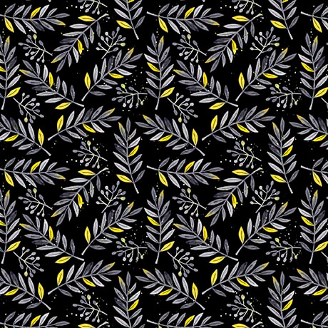 uilting Treasures - Blissful Blooms - Sprigs, Black