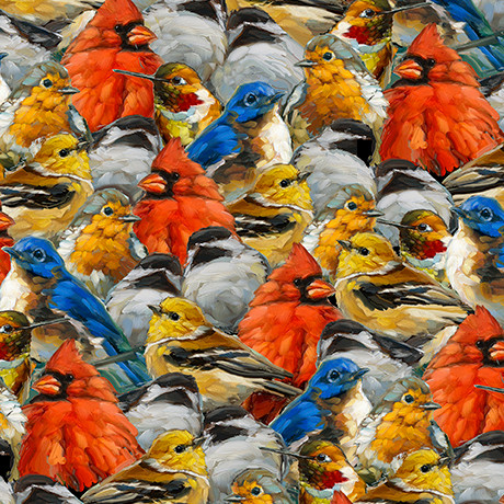 Quilting Treasures - Joyful Garden - Packed Birds, Multi