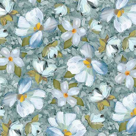 Quilting Treasures - Joyful Garden - Daisy, Chambray