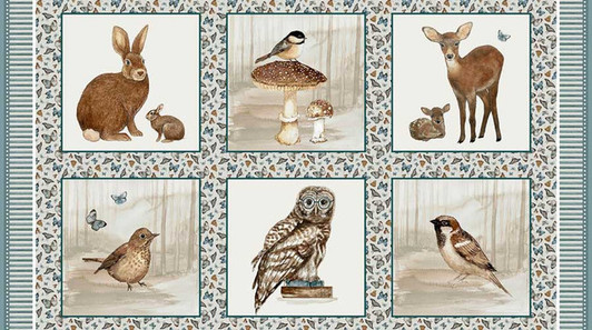 Henry Glass - Whimsical Woods - 24" Block Panel, Multi