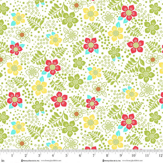 Henry Glass - Jubilee - Fun Flower, Green