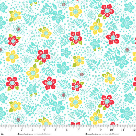 Henry Glass - Jubilee - Fun Flower, Blue