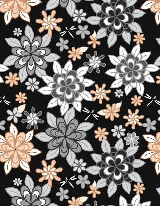 Wilmington Prints - Cottage Reverie - Large Floral, Black