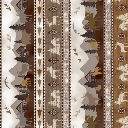 Michael Miller - The Great Outdoors - Cabin View Stripe, Taupe