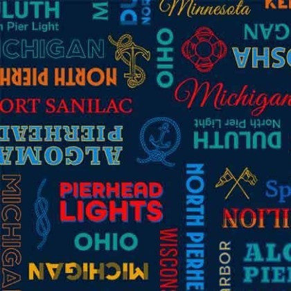 Michael Miller - Starlit Towers - Typographic Tapestry, Navy