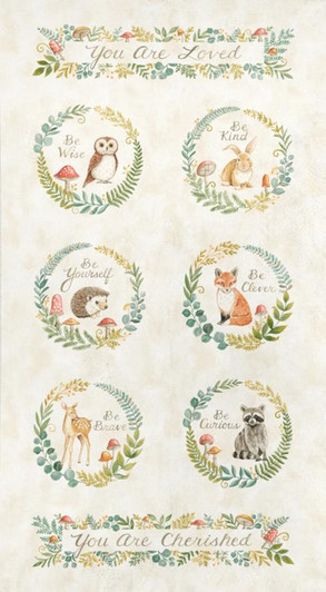 Moda - Quilting Cuddle - Effies Woods - 24" Animals Panel, Cloud
