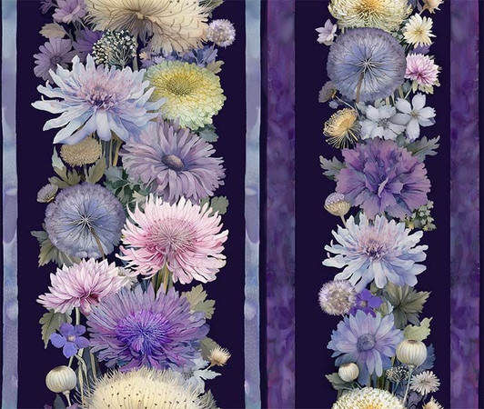 Timeless Treasures - Mystic Meadow - 11" Strips, Purple
