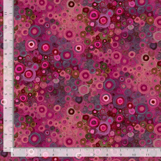 Timeless Treasures - Calico Cat - painted Circle Geo, Pomegranate