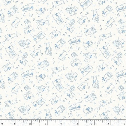 Marcus Fabrics - Aunt Grace Rock My Baby - Cat, Blue