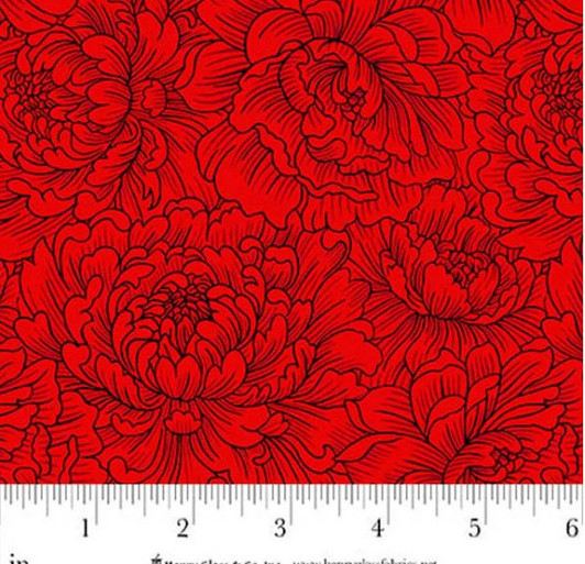 Henry Glass - Scarlet's Treasure - Peony Monotone, Red