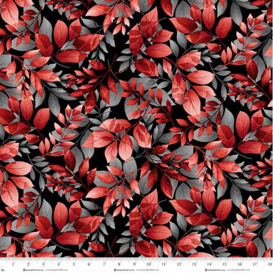 Henry Glass - Scarlet's Treasure - Leaves, Black Red