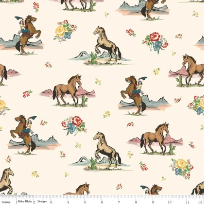 Riley Blake - Cowgirl - Main Print, Cream