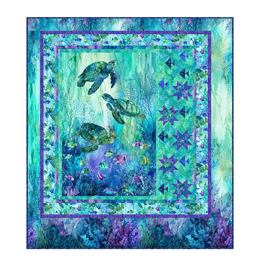 Northcott - Digital Quilt Top - Star Fish - Throw size 59" x 66"