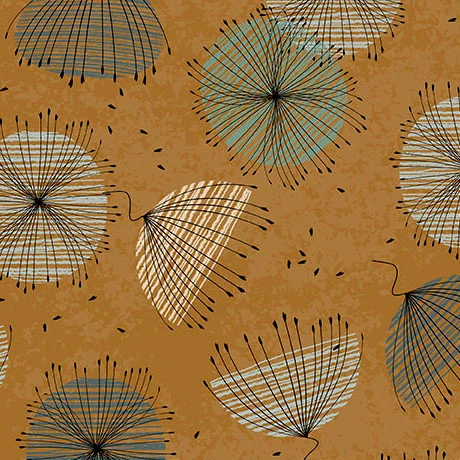 Quilting Treasures - Wisps on The Wind - Contempo Flowers, Antique Gold