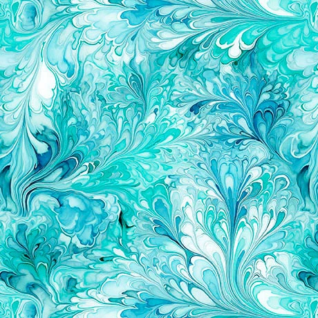 Quilting Treasures - Swan Song - Water Splash, Turquoise
