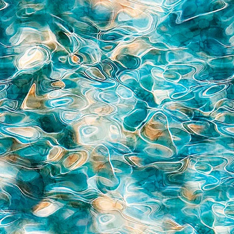 Quilting Treasures - Swan Song - Pond Water, Dark Turquoise