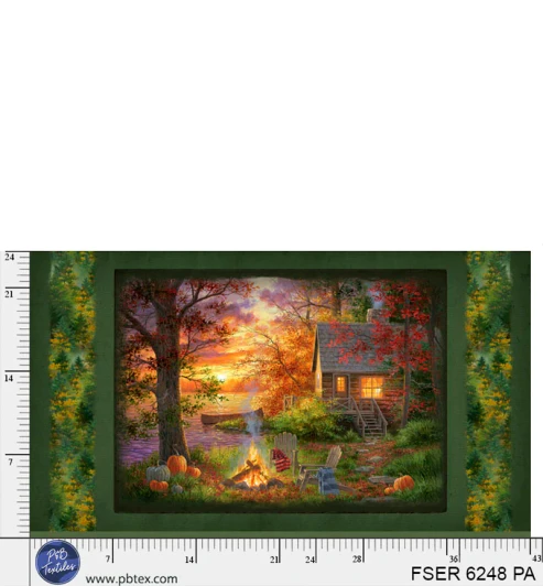 P & B Textiles - Fireside Serenity - 24" Sunset Panel, Multi