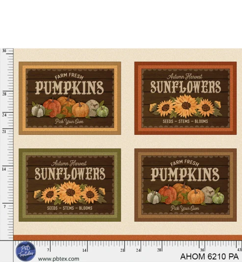 P & B Textiles - Autumn Homestead - 36" Pumpkin Placemat Panel, Multi