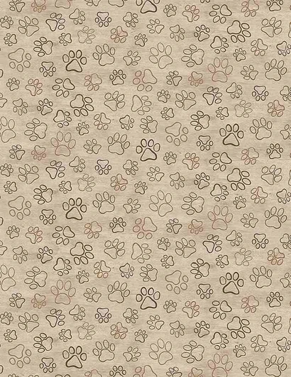 Timeless Treasures - Dogs - I Love My Dog - Paw Prints, Natural