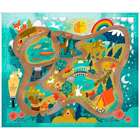 Quilting Treasures - Let's Camp - 36" Camping Playmat Panel, Multi