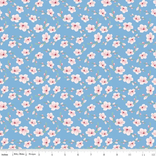 Riley Blake - Painted Petals - Blossoms, Blue