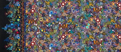 Robert Kaufman - Effervescence - Bubbles w/Border, Primary