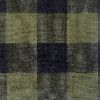 Diamond Textiles - Yarn Dyed Brushed Flannel - Large Buffalo Plaid, Green/Black